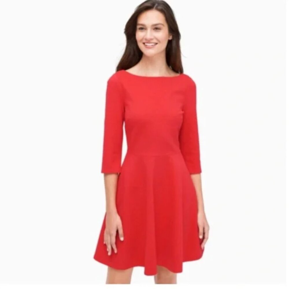 Kate Spade Red Fit and Flare Ponte Knit Boatneck Ponte Dress Size Small